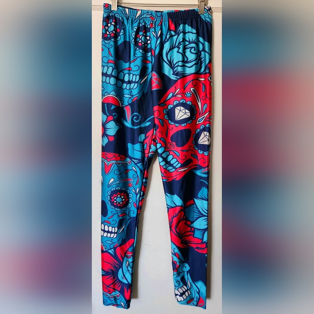 Sugar Skull Leggings ☠💙💖